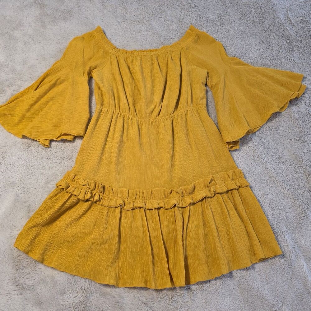 Endless Rose Womens Dress Medium Tiered Yellow Country Cowgirl Romantic Boho